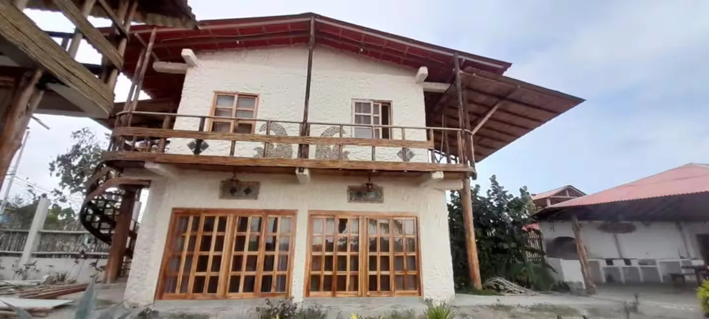 Frontal view of one of the lodges